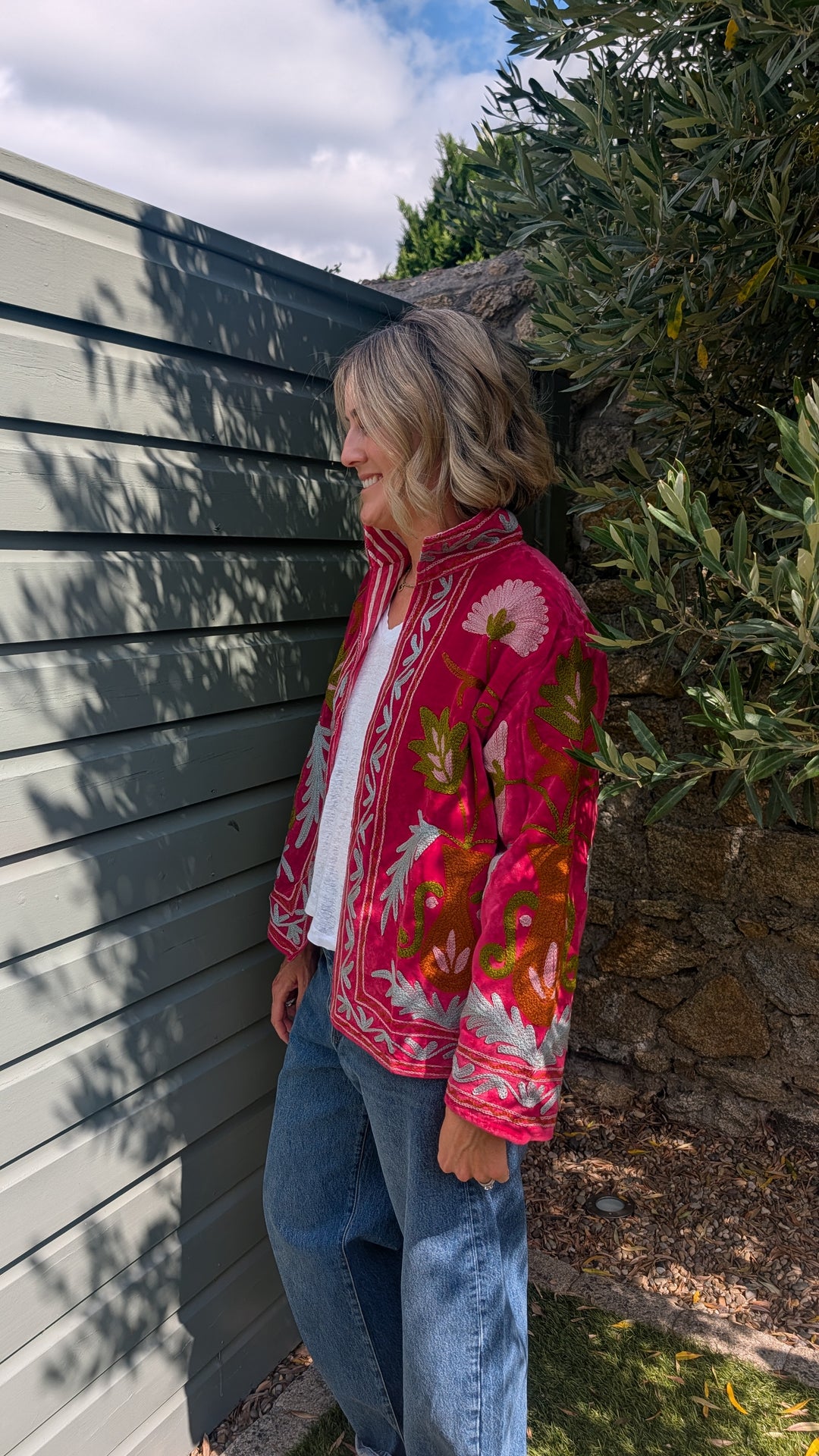 Embroidered Velvet Suzani Jacket | No. 085-Jackets &amp; Coats-LNH Edit