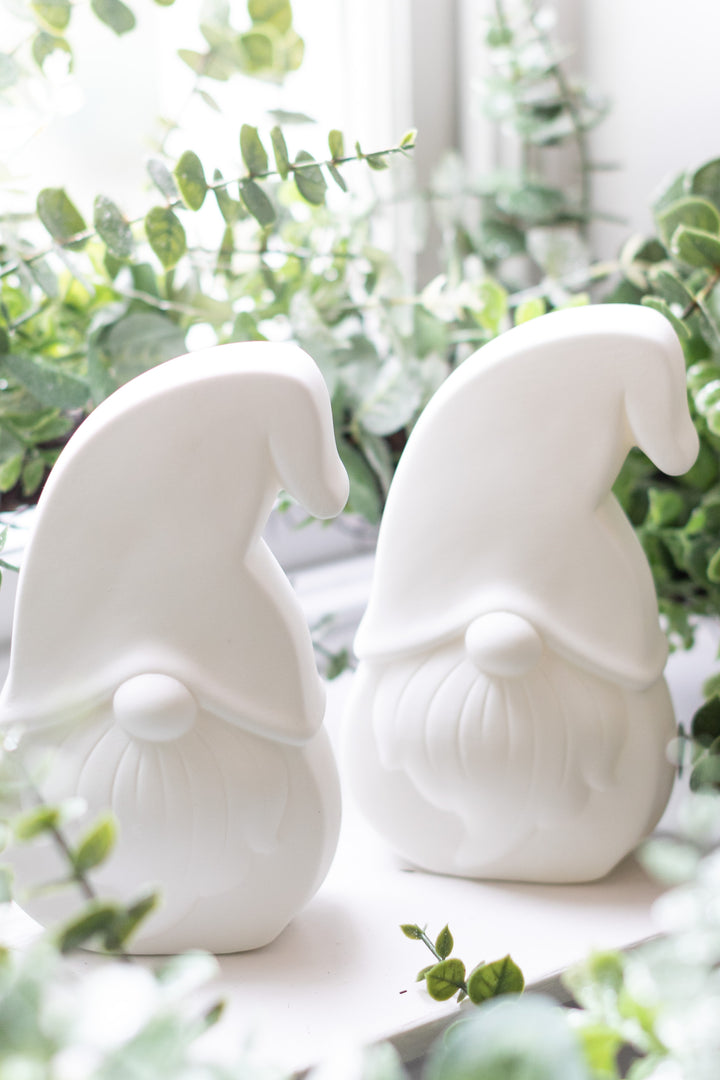 LED Ceramic Gnomes – White, Sold Individually