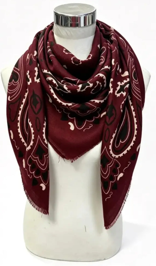 Pre order Large Burgundy bandana print Scarf