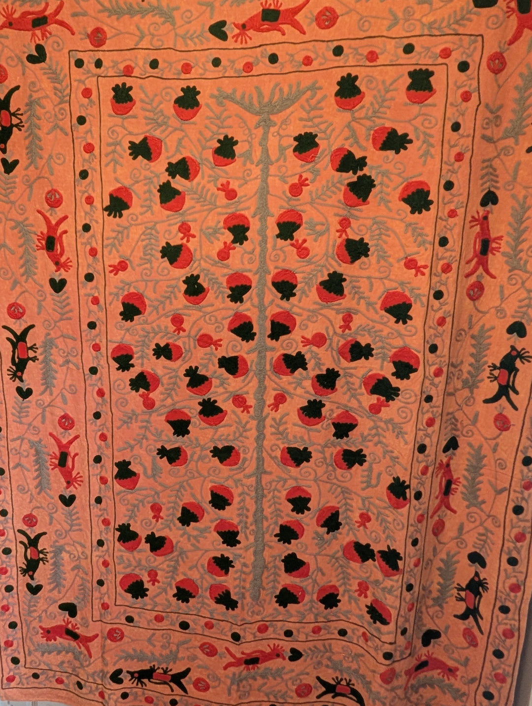 Suzani 015, Pink Pomegranate-throw-LNH Edit