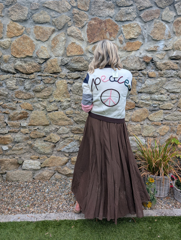 Multicolored peace cardigan-Shirts & Tops-LNH Edit