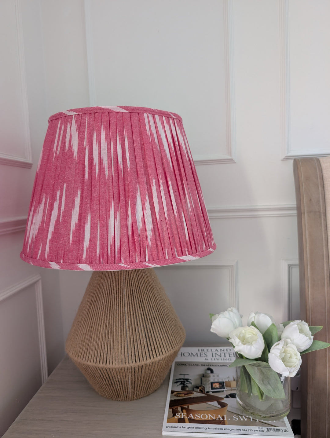 Pink Ikat Pleated Lampshade-Lampshades-LNH Edit
