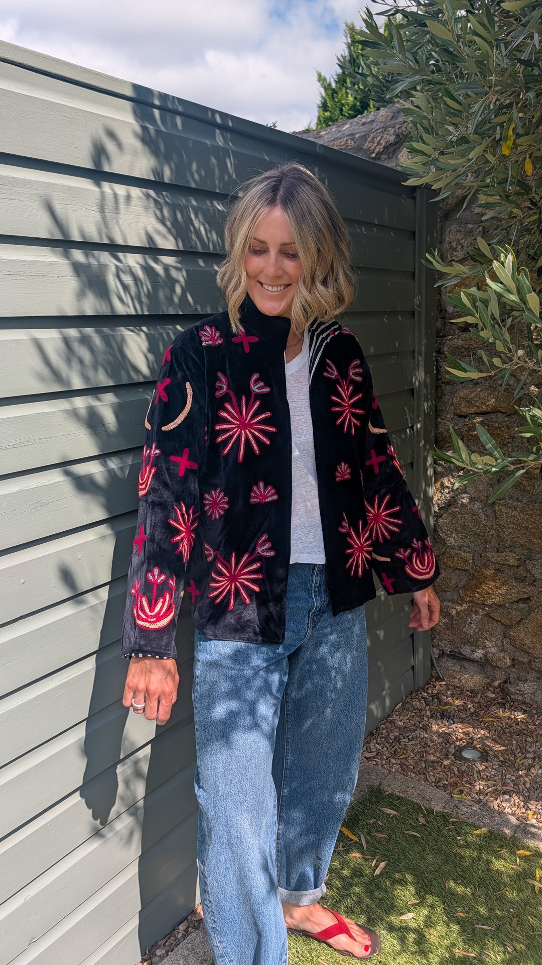 Embroidered Velvet Suzani Jacket | No. 084-Jackets &amp; Coats-LNH Edit