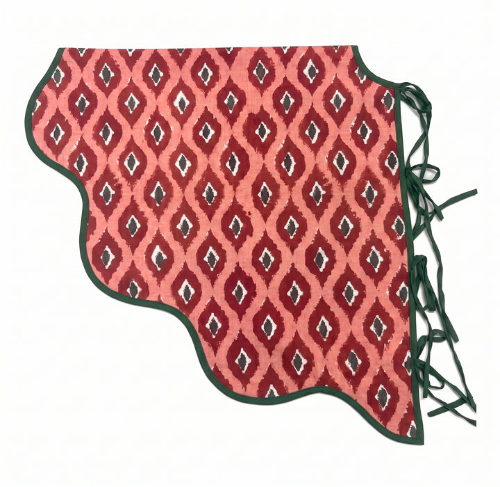 Reversible Red &amp; Green Ikat Quilted Tree Skirt