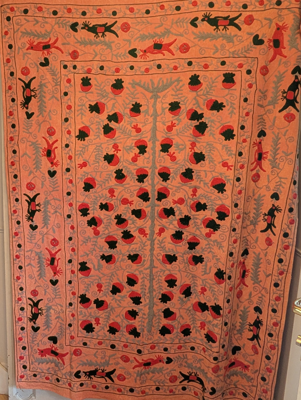 Suzani 015, Pink Pomegranate-throw-LNH Edit
