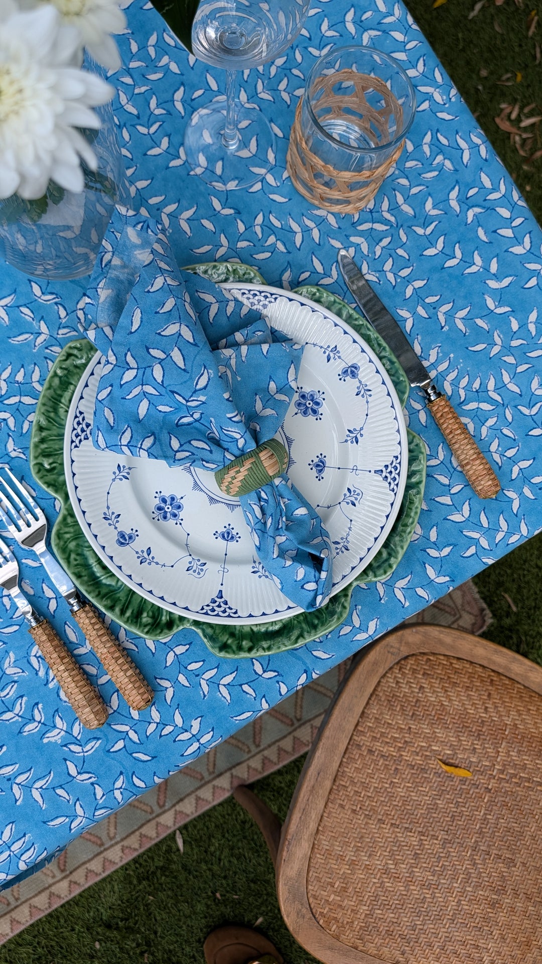 Tally Blue Rectangular Tablecloth