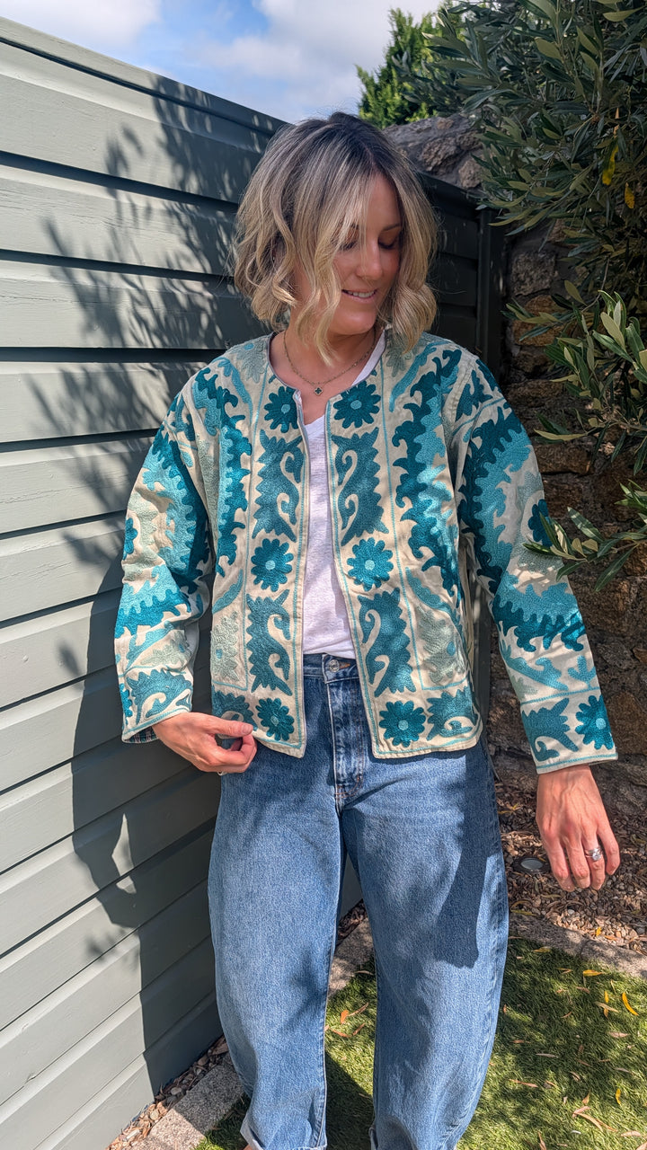 Embroidered Velvet Suzani Jacket | No. 081-Jackets &amp; Coats-LNH Edit