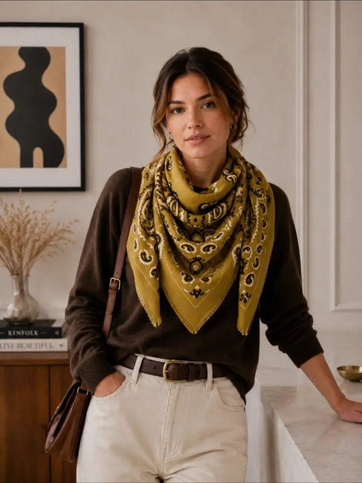 Large Chartreuse bandana print Scarf