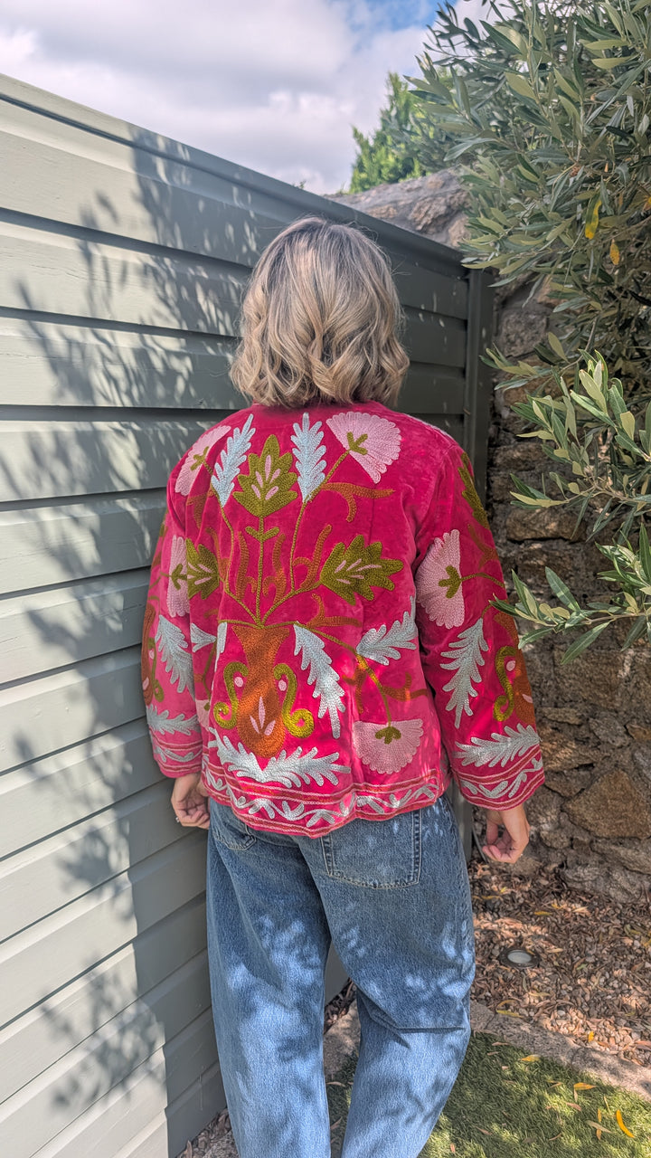 Embroidered Velvet Suzani Jacket | No. 085-Jackets &amp; Coats-LNH Edit