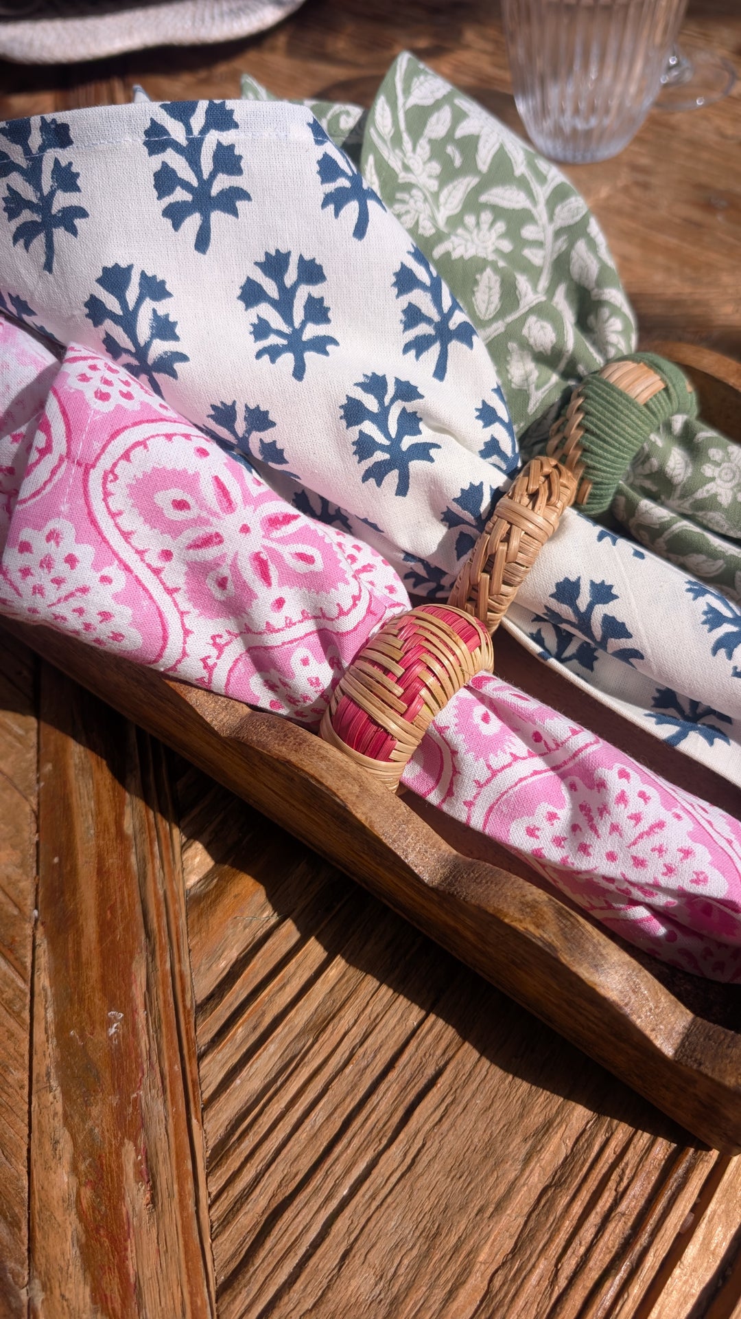 Braided napkin ring set of 4