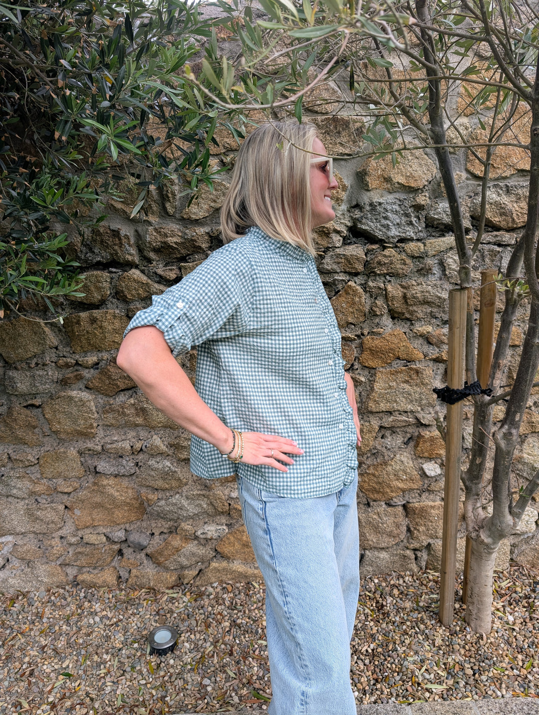 Gingham Top Green