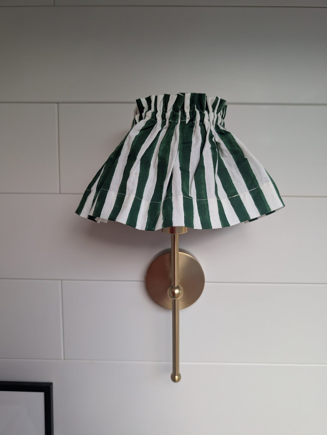 Ivy Green Stipe Lampshade Cover