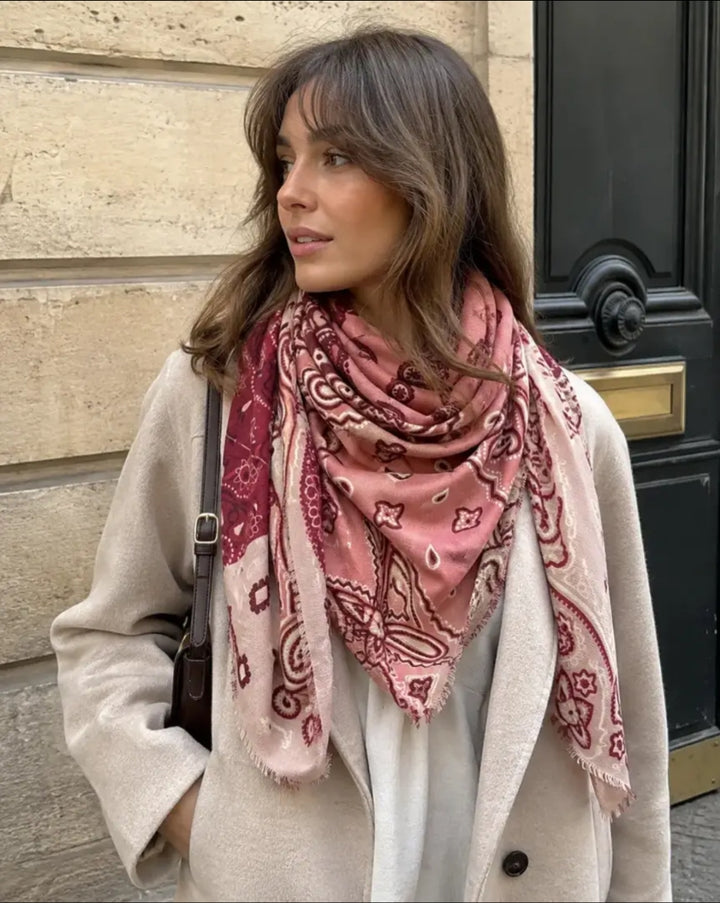 Large Pink Patchwork print Scarf