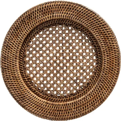 Dark Round Rattan Charger