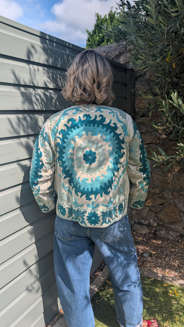 Embroidered Velvet Suzani Jacket | No. 081-Jackets &amp; Coats-LNH Edit
