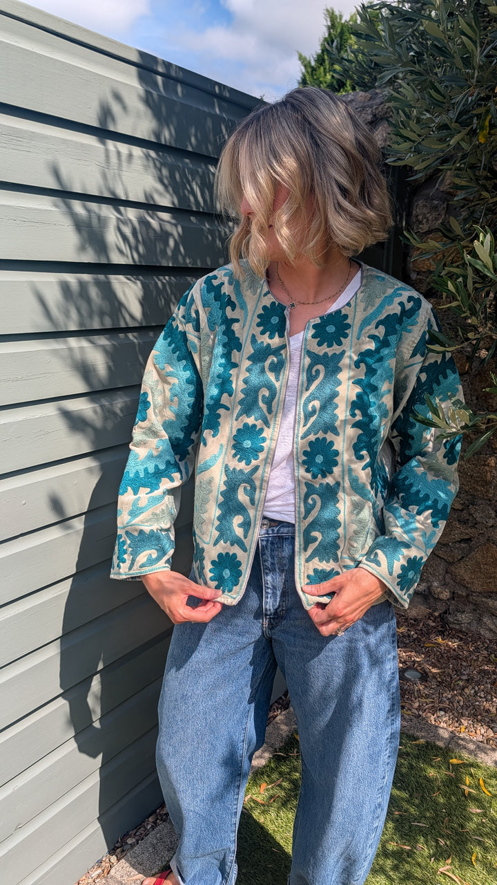 Embroidered Velvet Suzani Jacket | No. 081-Jackets &amp; Coats-LNH Edit