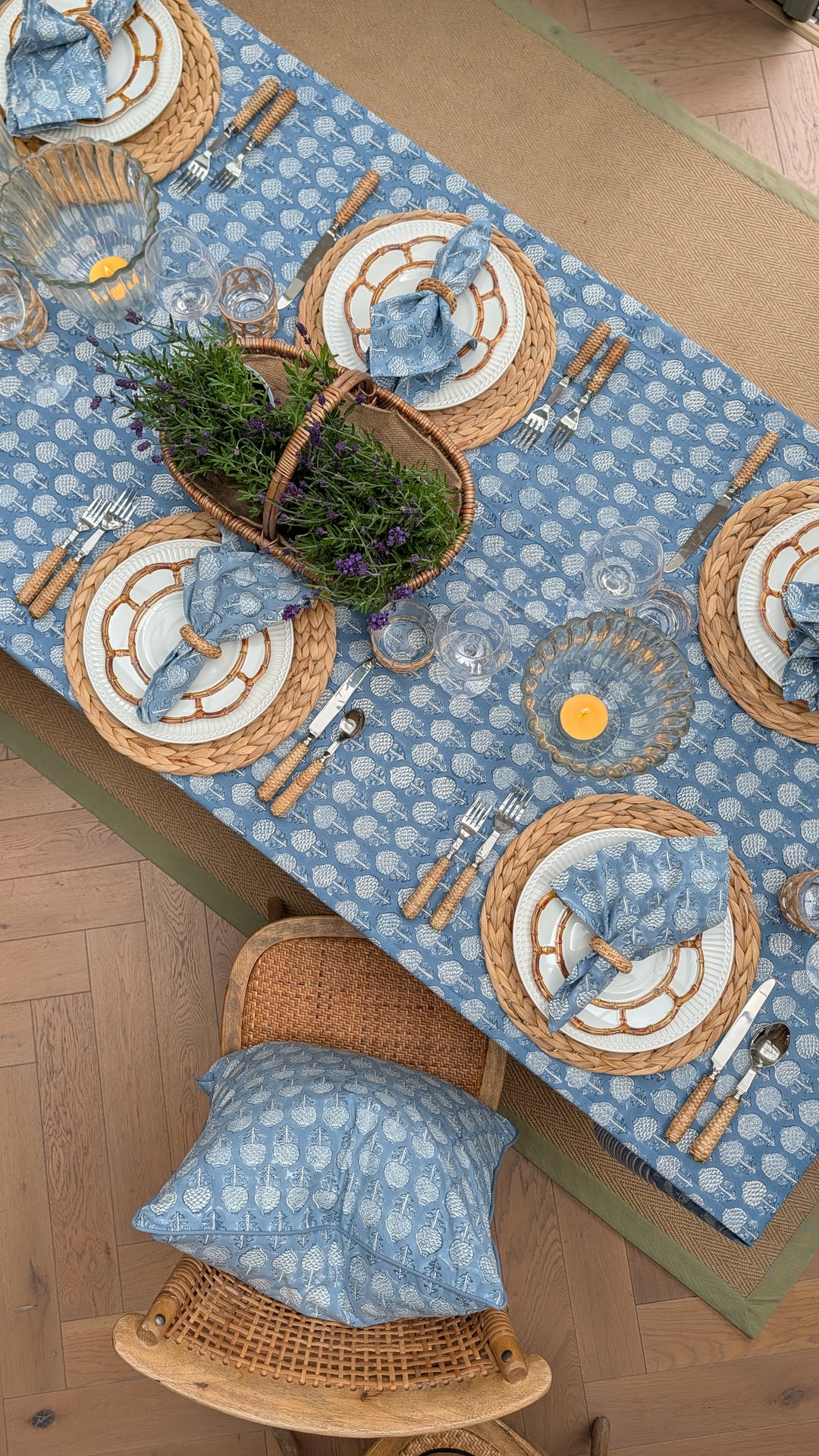 Mona Blue Rectangular Tablecloth