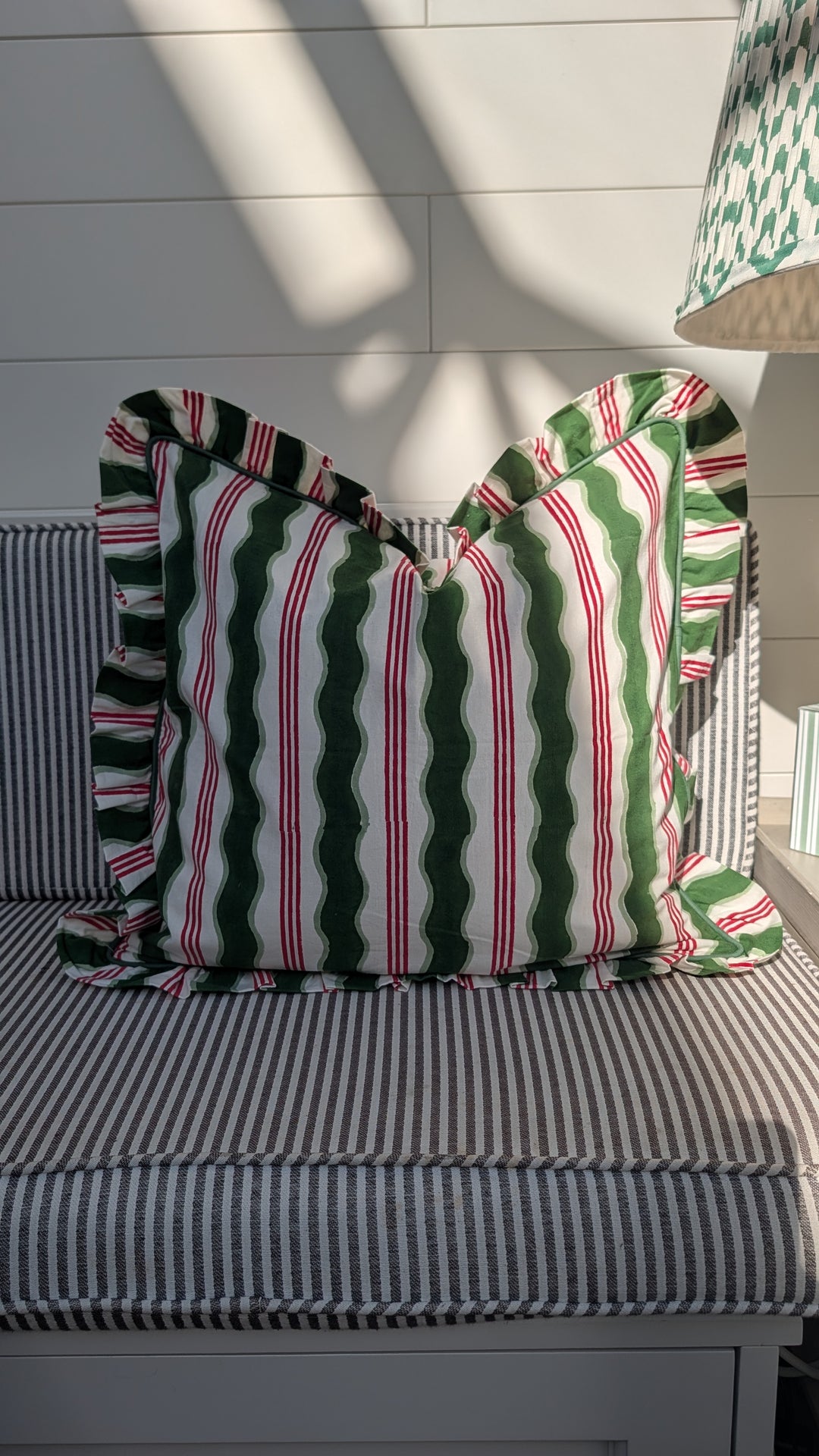 Candy Cane Frill Cushion Cover