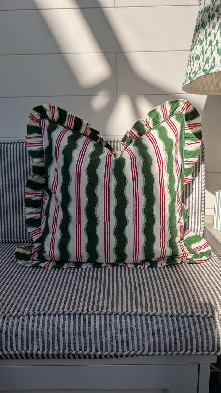 Candy Cane Frill Cushion Cover