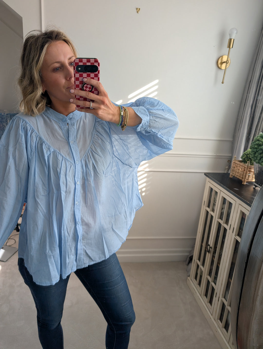 Floaty Button up Blouse Blue-Shirts & Tops-LNH Edit