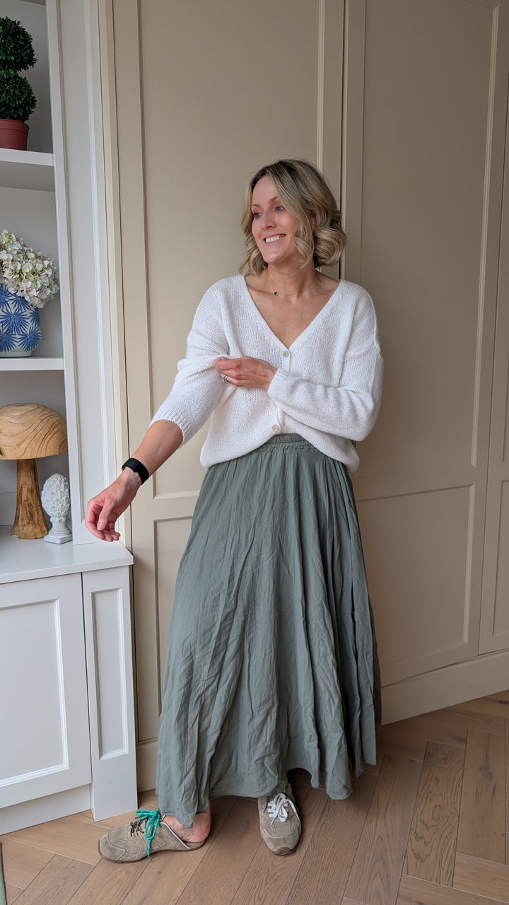 Mohair V Neck Knitted Cardigan-Jackets & Coats-LNH Edit