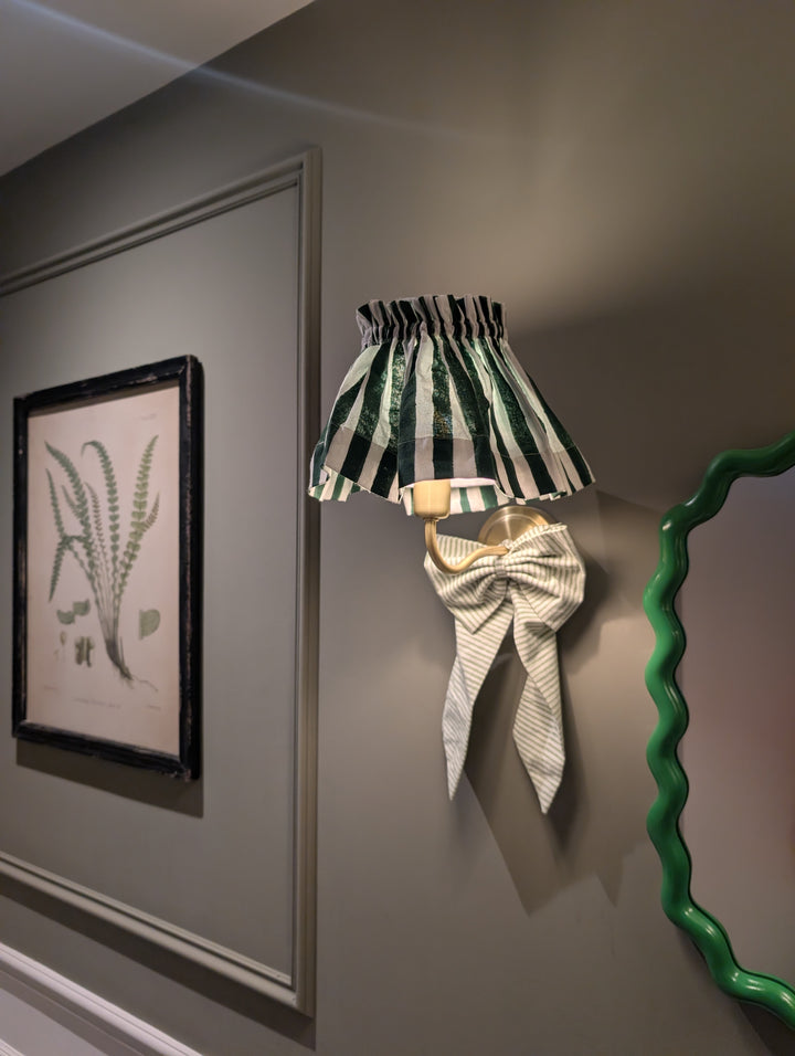 Ivy Green Stipe Lampshade Cover