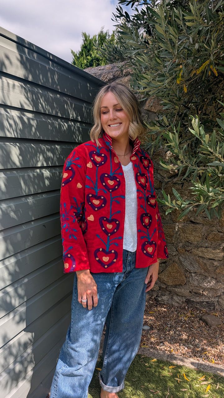 Embroidered Velvet Suzani Jacket | No. 087-Jackets &amp; Coats-LNH Edit