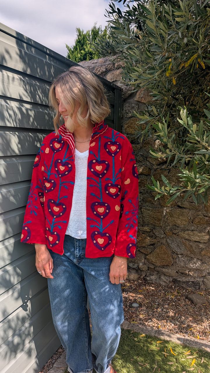Embroidered Velvet Suzani Jacket | No. 087-Jackets &amp; Coats-LNH Edit