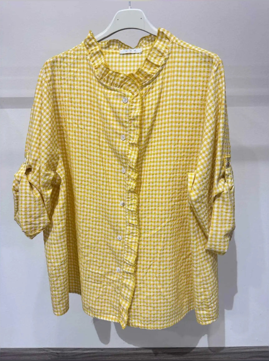 Gingham Top Yellow-Shirts & Tops-LNH Edit