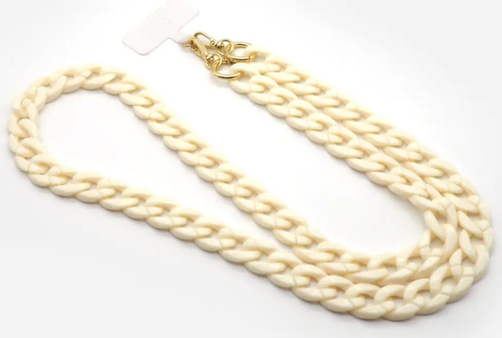 Cream Phone Chain with Universal Strap – Fits All Cases