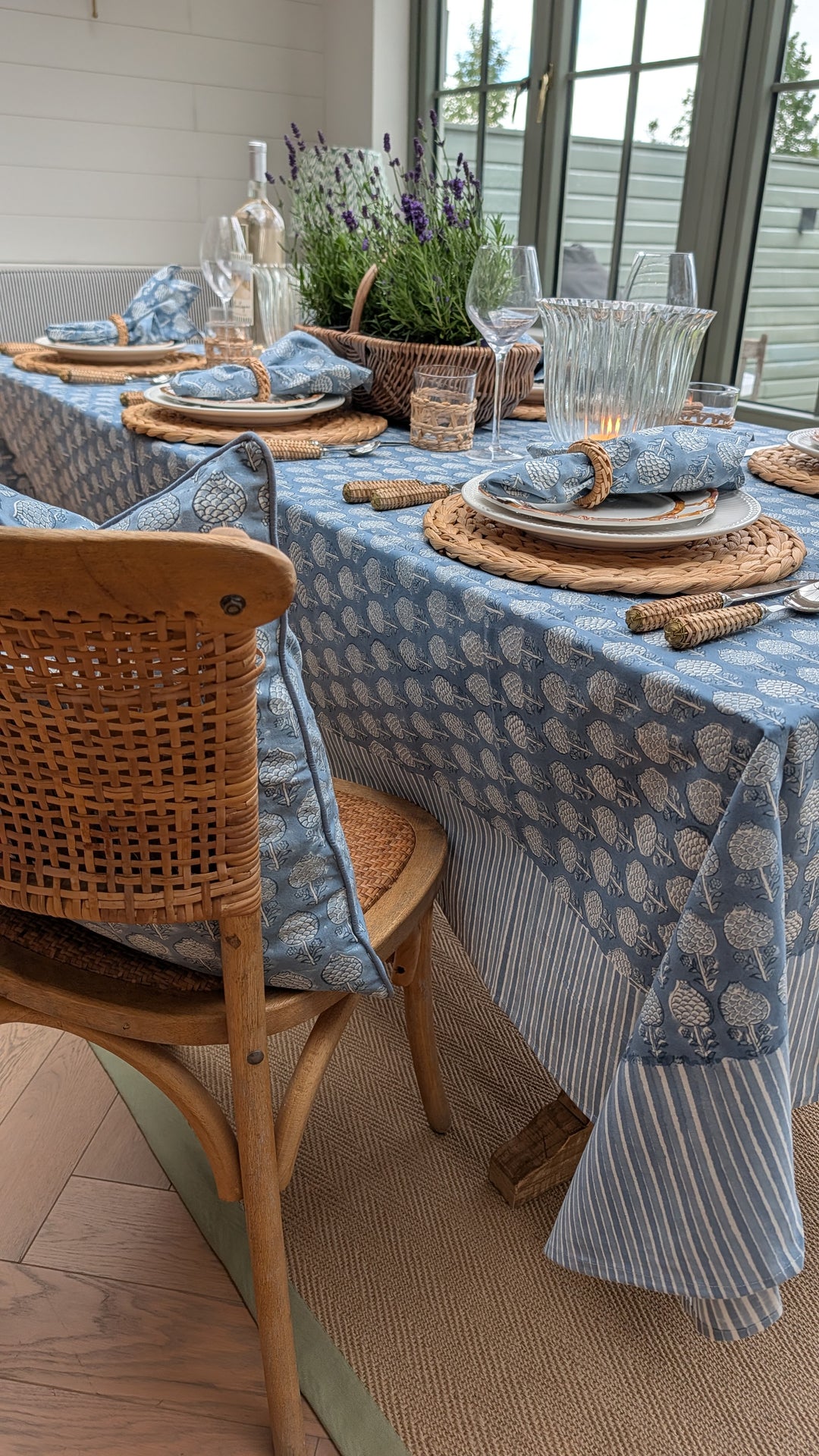 Mona Blue Rectangular Tablecloth