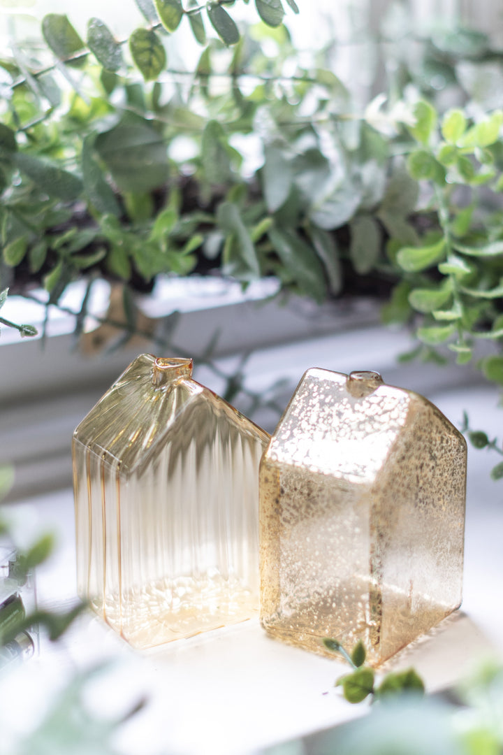 Gold Glass Houses – 2 Sizes, Sold as Set of 2