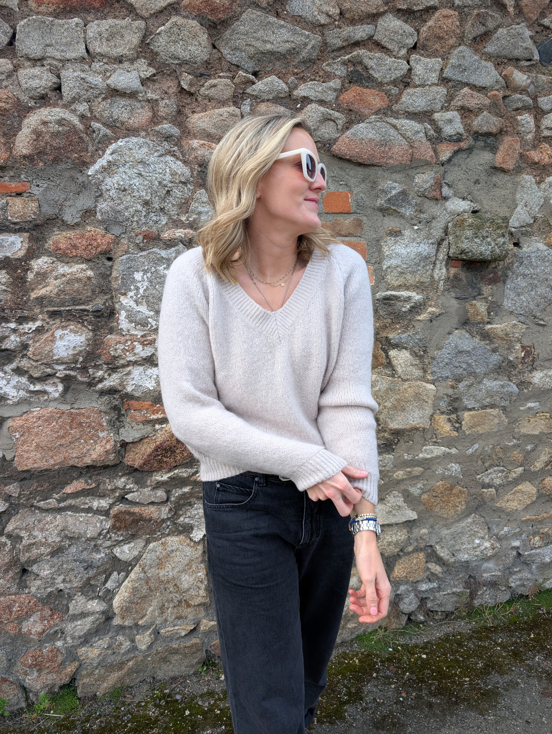 Mohair V Neck Knitted Sweater