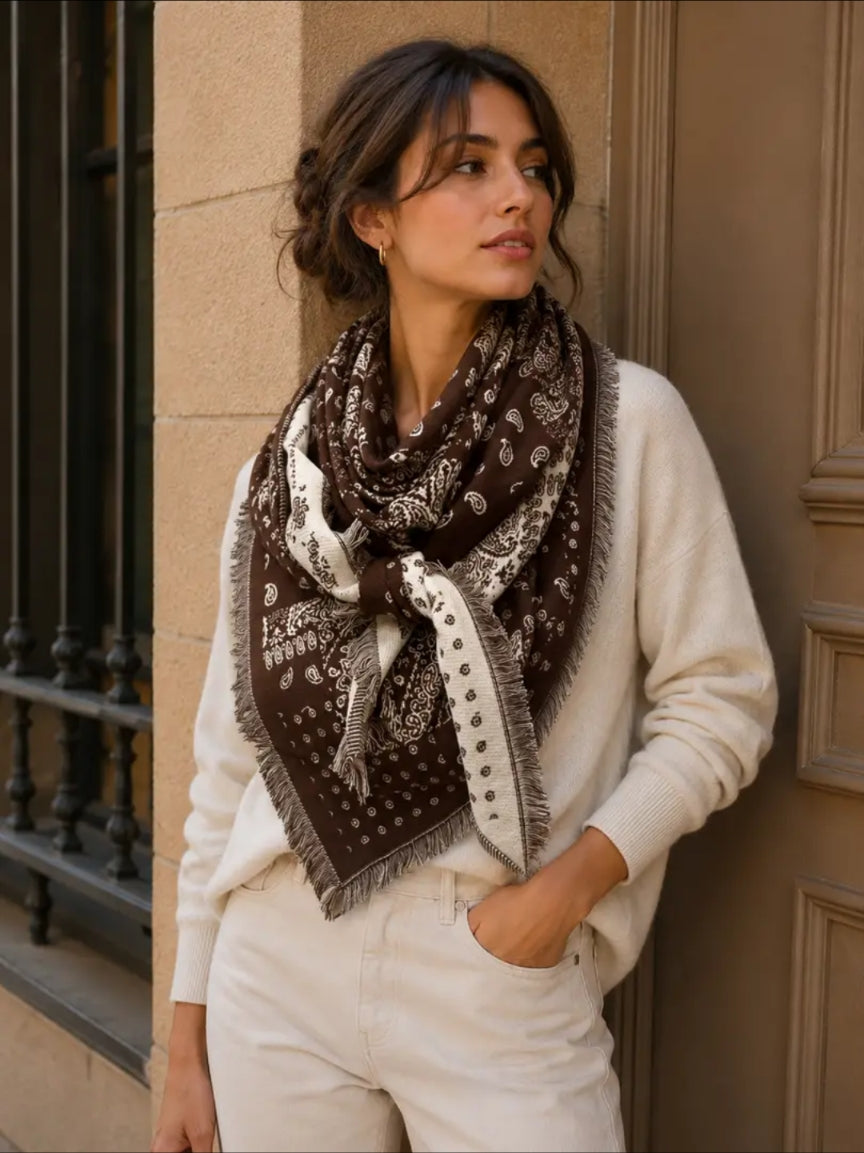 Large 2 in 1 Brown Scarf