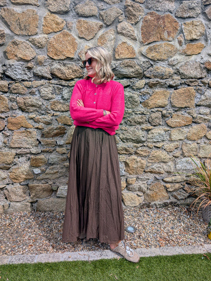 Round neck Alpaca Knitted Cardigan (pink on pre order)