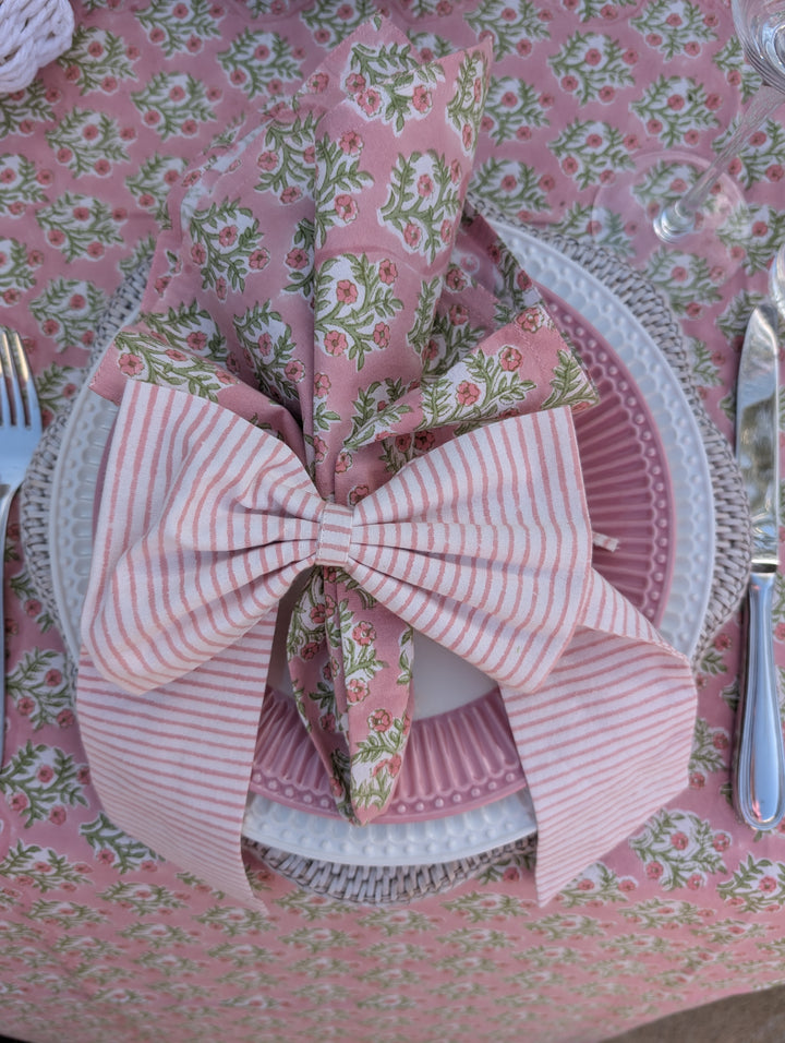 Pink Stripe Handmade Bow, 2 sizes--LNH Edit