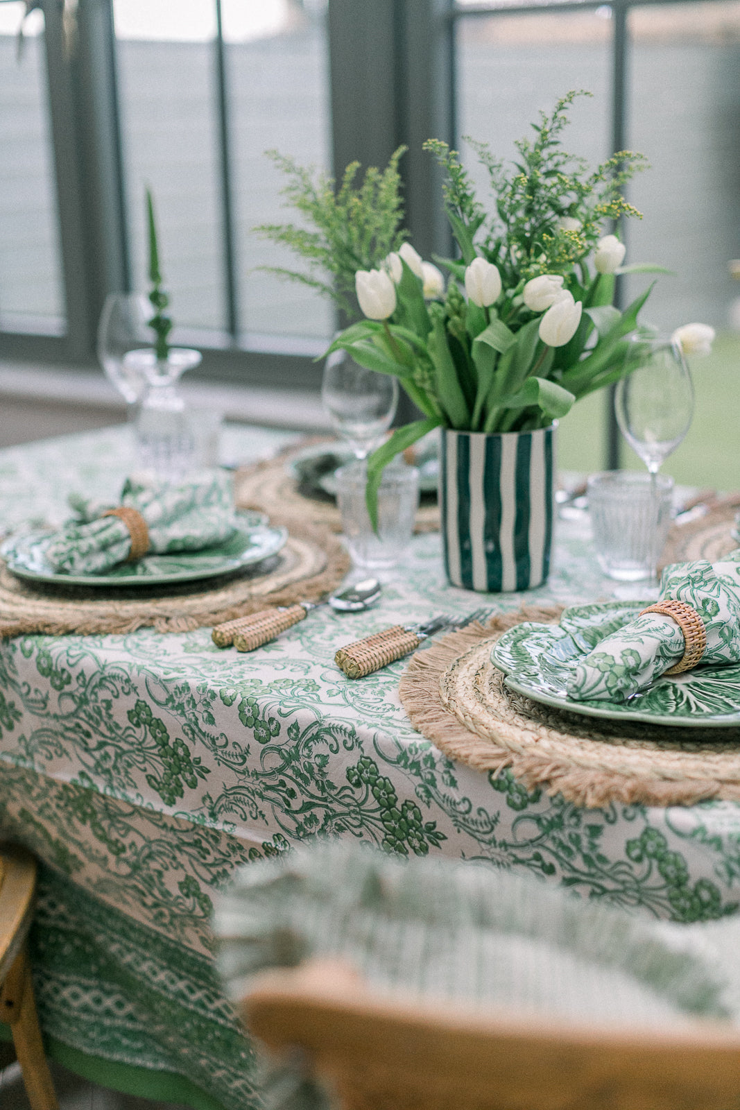 Glinda Green Rectangular Tablecloth-Tablecloths-LNH Edit