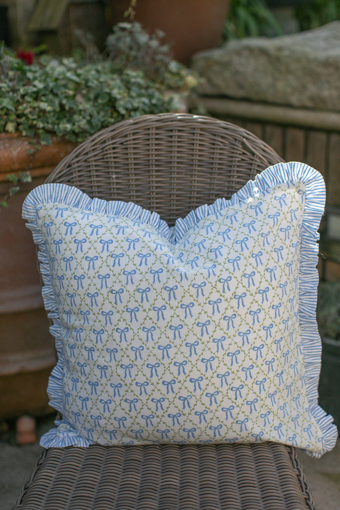 Elizabeth Blue Frill Cushion Cover