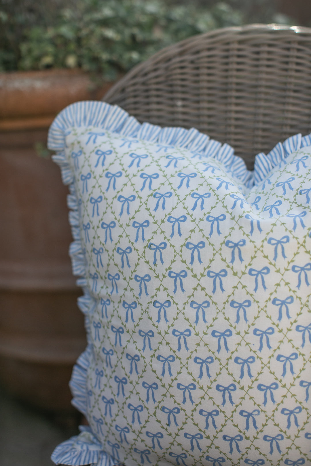 Elizabeth Blue Frill Cushion Cover-Cushion Covers-LNH Edit