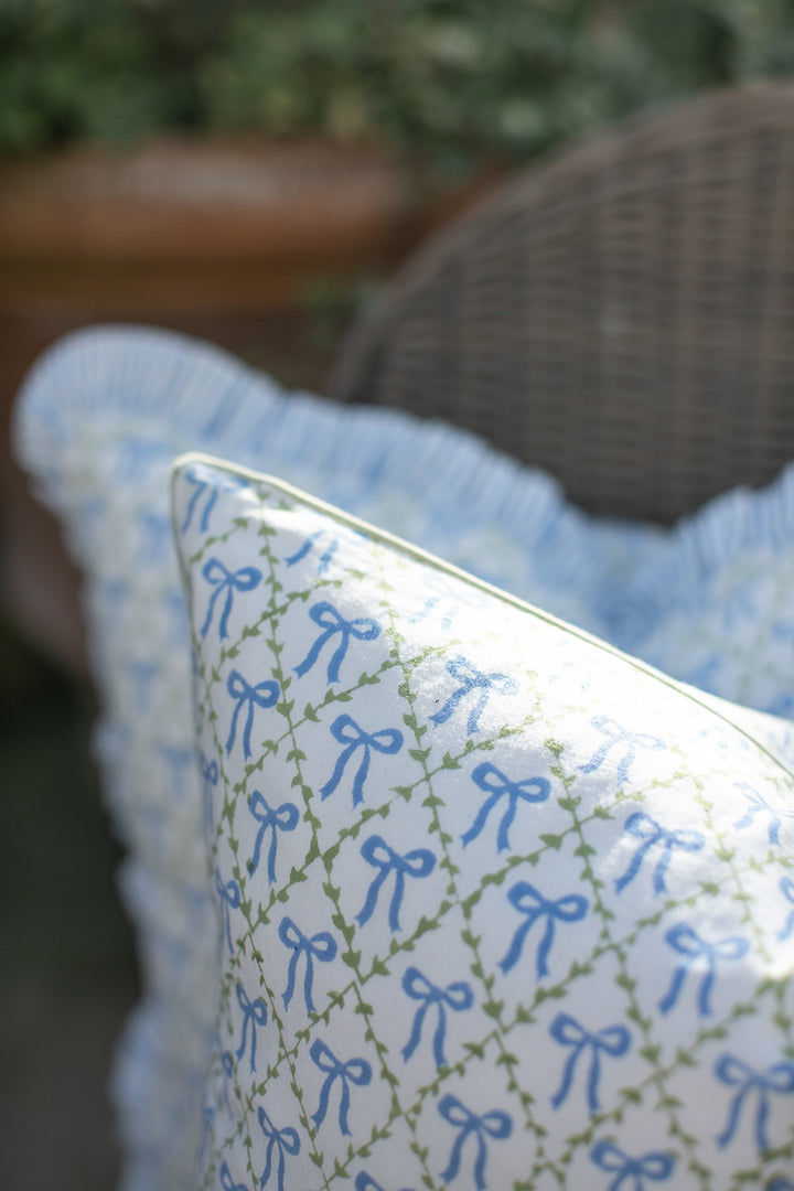 Elizabeth Blue Piped Cushion Cover