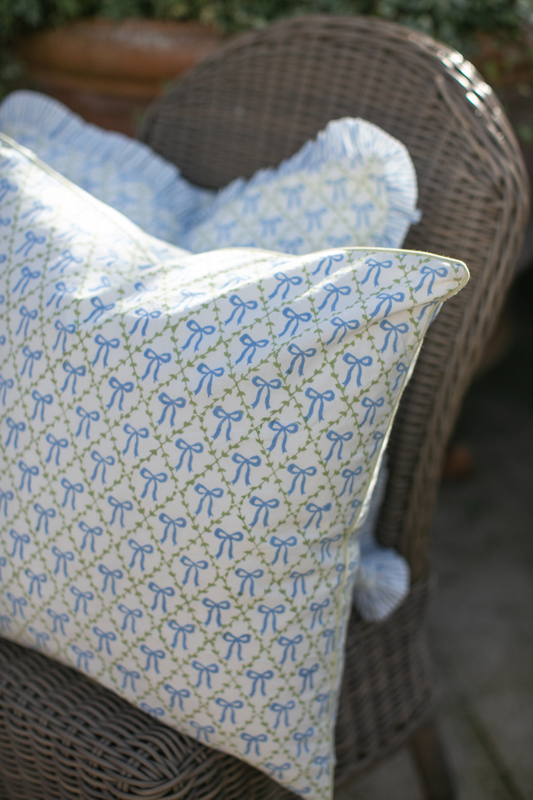 Elizabeth Blue Piped Cushion Cover