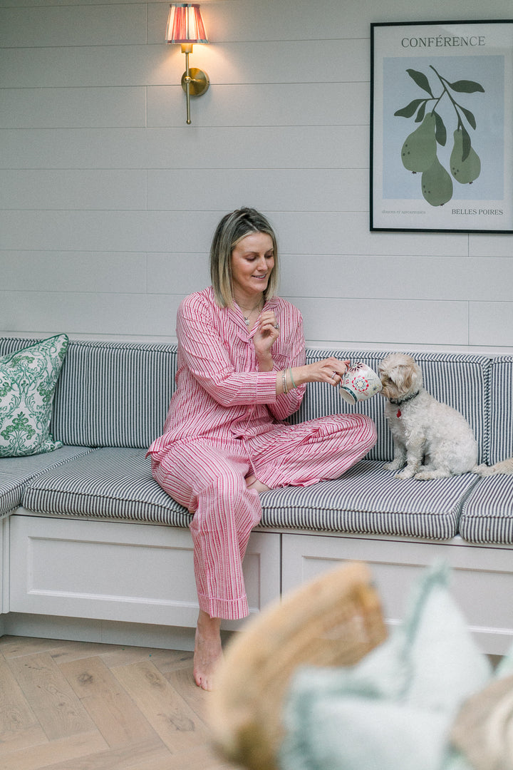 Alani pink bow Pyjama Set-Pyjamas-LNH Edit