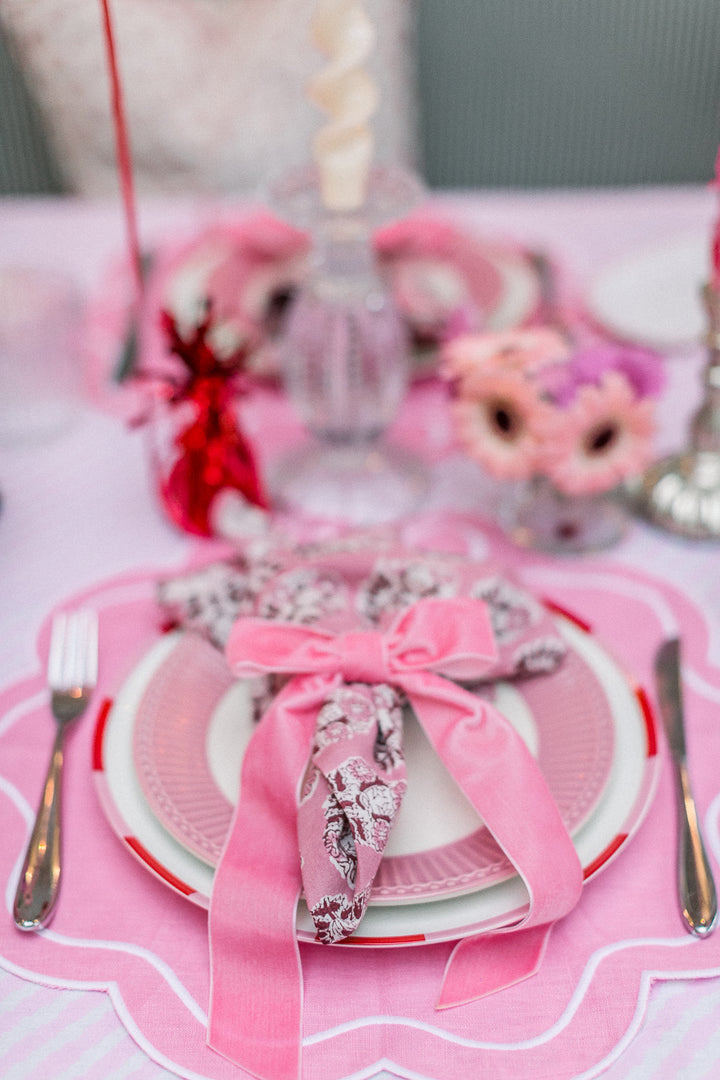 Pink Velvet Bow Napkin Ring, Set of 4