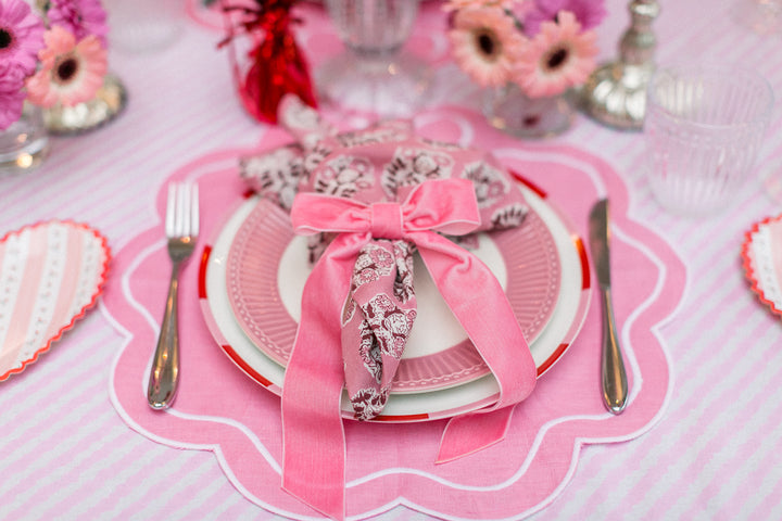 Pink Velvet Bow Napkin Ring, Set of 4