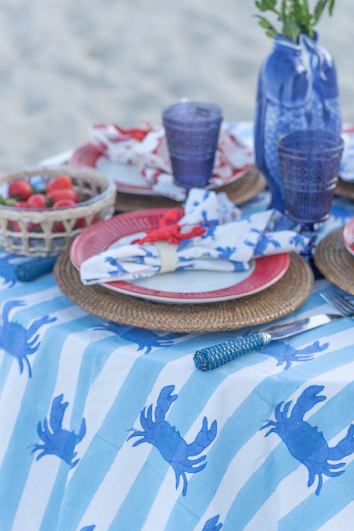 Blue Crab Round Tablecloth-Tablecloths-LNH Edit