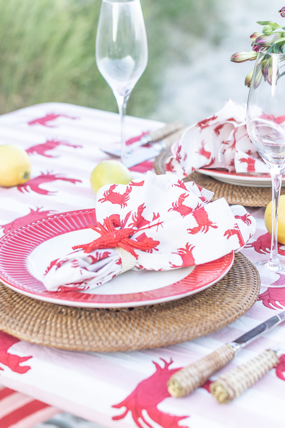 Red Crab Napkin, Set of 4-Napkins-LNH Edit