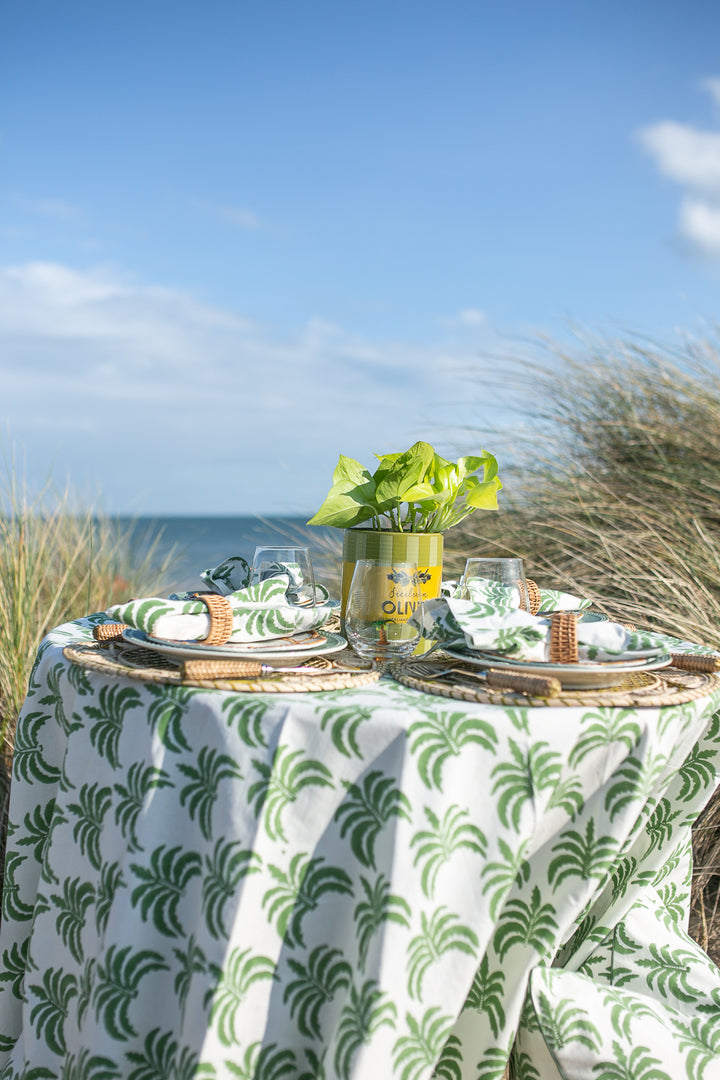Modern Palm Green Round Tablecloth