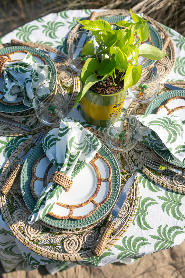Modern Palm Green Round Tablecloth