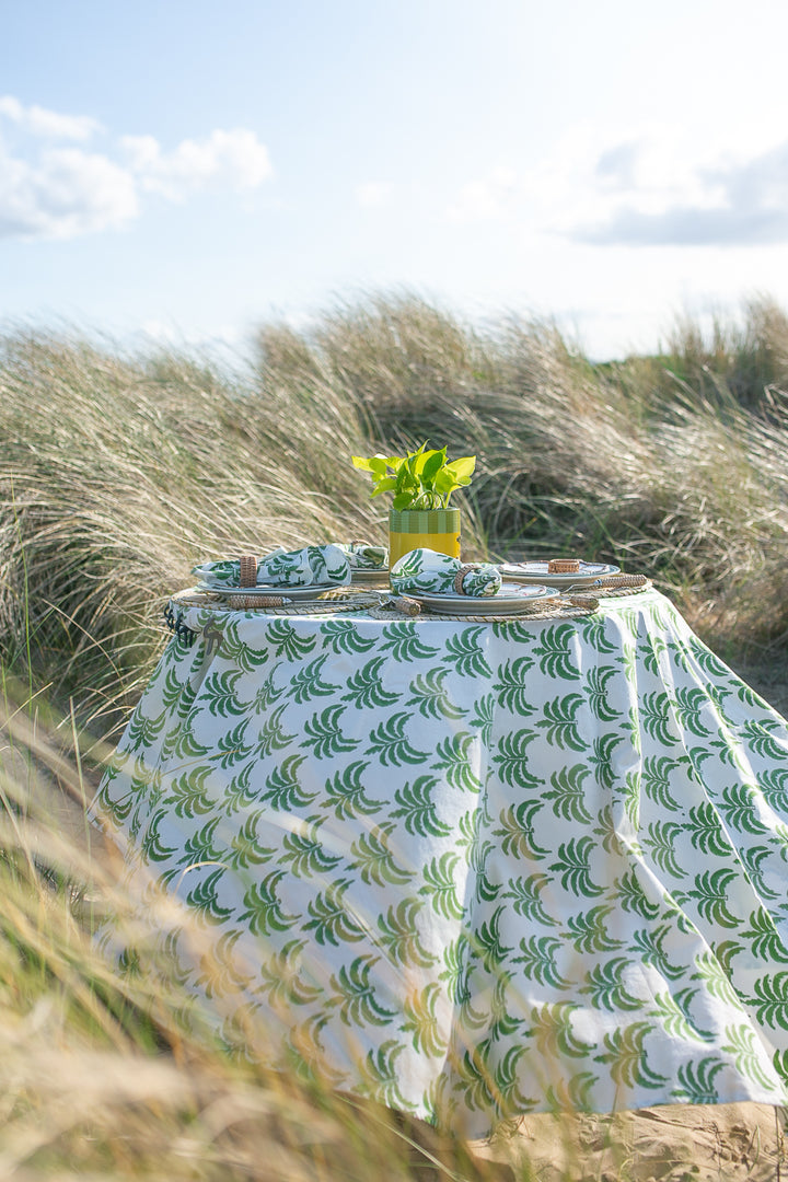 Modern Palm Green Round Tablecloth