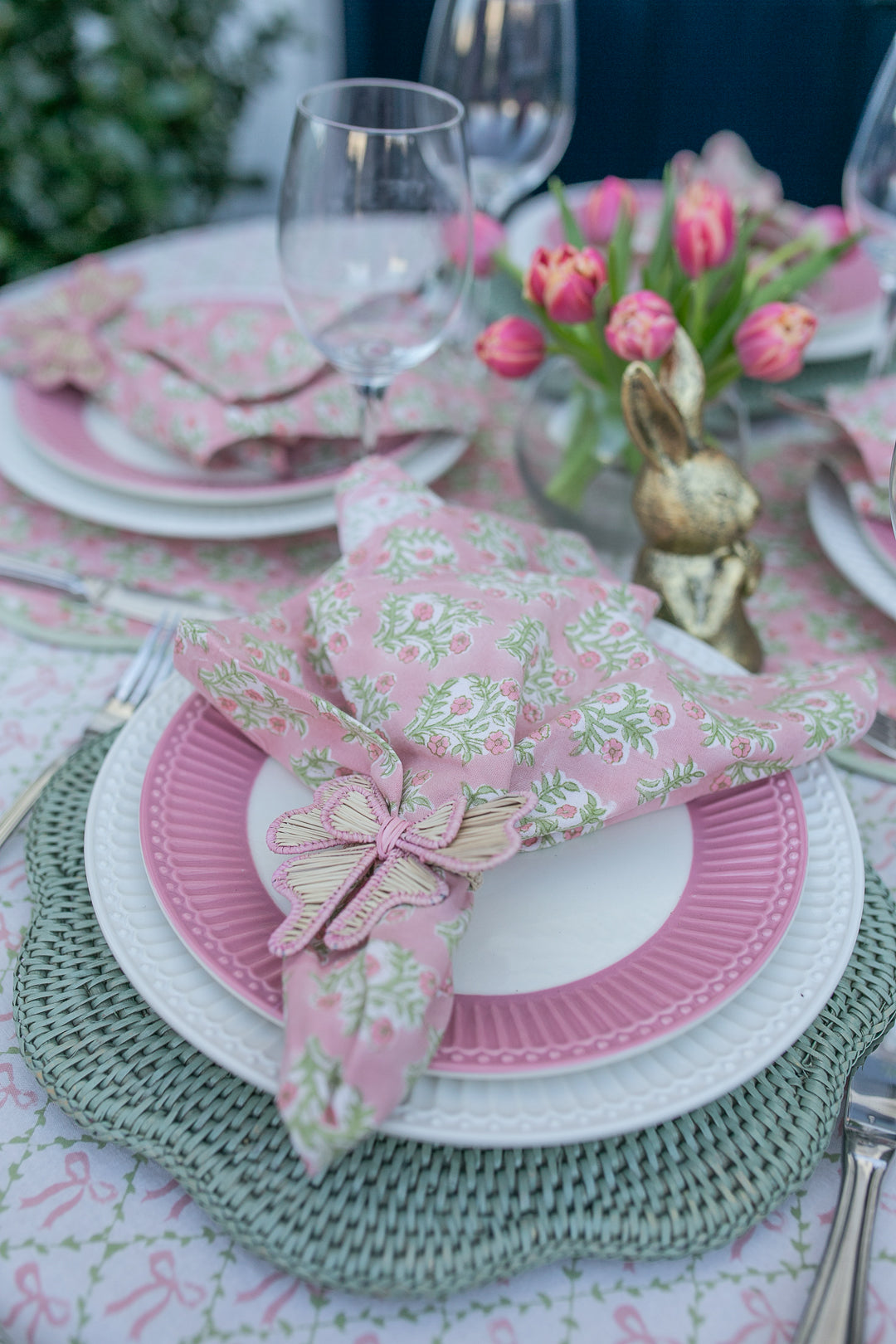 Emily Pink Napkin, Set of 4-Napkins-LNH Edit